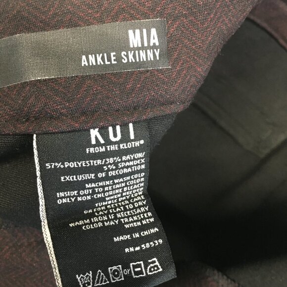 KUT From the Kluth Mia Ankle Skinny Marron and Black Stretch Pants Size 0 - Picture 8 of 8
